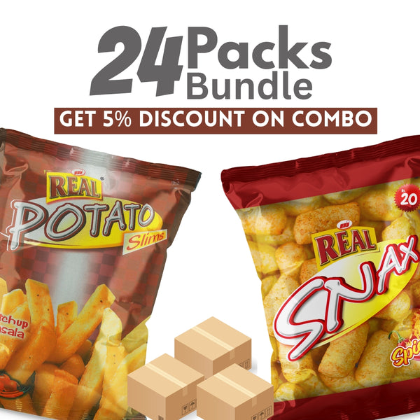 2 Flavor Combo – Corn Puffs (Spicy + Potato Masala Slims )