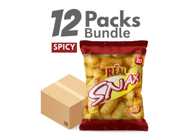 12-Pack Real Snax Spicy Corn Puffs – Rs. 20 Each